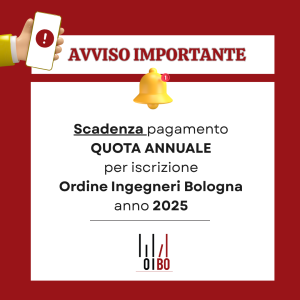 Scadenza Pagamento quota annuale di iscrizione all’Ordine per anno 2025